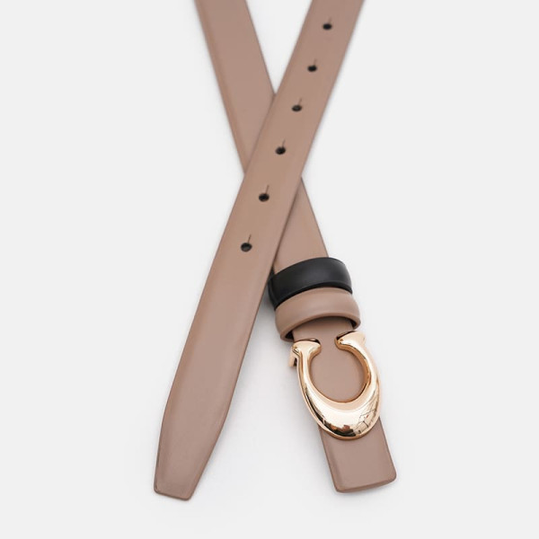 Ремень женский кожаный JZ SB-JZCV1ZK-119be-beige/black