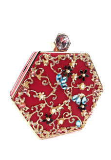 Оригинальный женский клатч-шкатулка со стразами Sana pari N00611-2 RED 17,5х15,2х4,5см красный