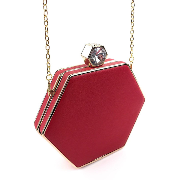 Оригинальный женский клатч-шкатулка со стразами Sana pari N00611-2 RED 17,5х15,2х4,5см красный