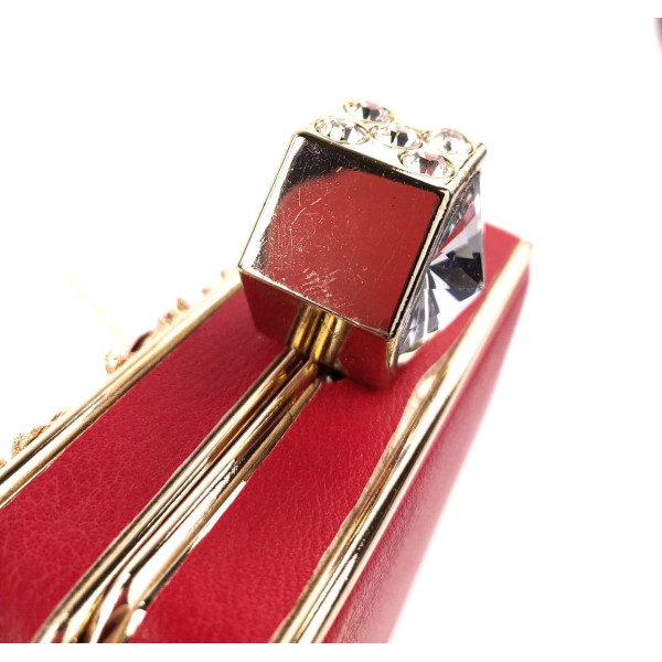 Оригинальный женский клатч-шкатулка со стразами Sana pari N00611-2 RED 17,5х15,2х4,5см красный