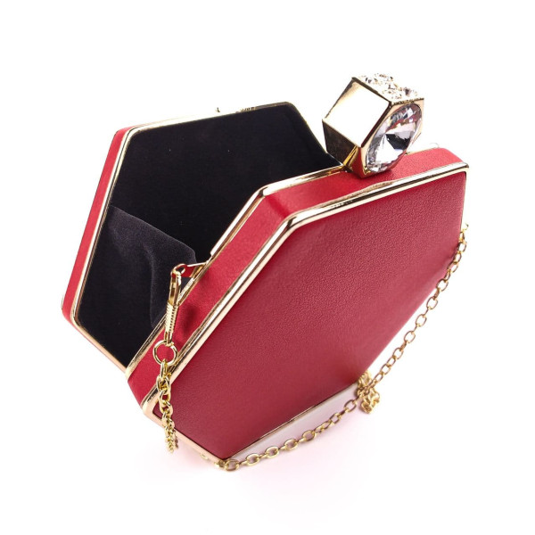 Оригинальный женский клатч-шкатулка со стразами Sana pari N00611-2 RED 17,5х15,2х4,5см красный