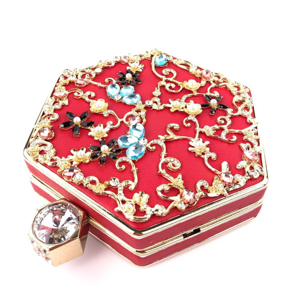 Оригинальный женский клатч-шкатулка со стразами Sana pari N00611-2 RED 17,5х15,2х4,5см красный