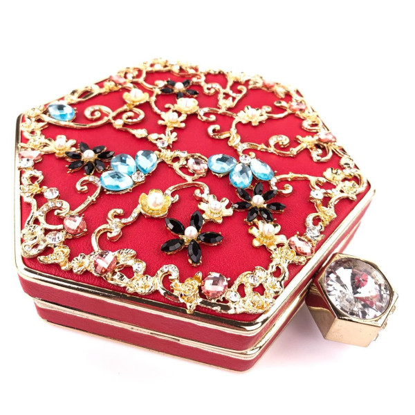 Оригинальный женский клатч-шкатулка со стразами Sana pari N00611-2 RED 17,5х15,2х4,5см красный
