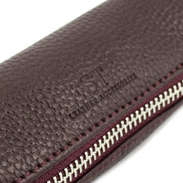 Ключница кожаная на молнии ST Leather (ST-07-105) 98292 Бордовый