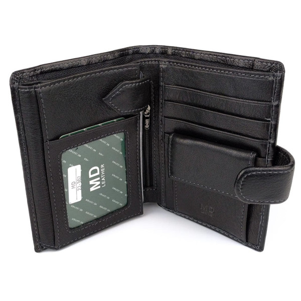 Портмоне для мужчин из кожи с секцией для документов  MD Leather MD-22-302 (JZ6720) черный