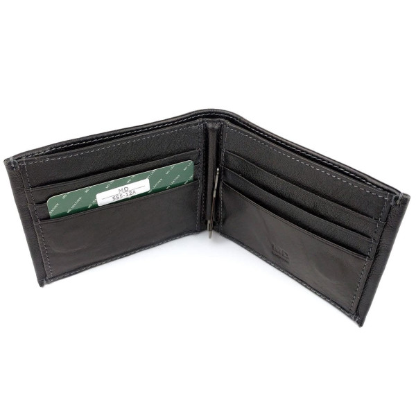 Оригінальне чоловіче портмоне зі шкіри MD Leather MD-555-12A (JZ6733) чорний