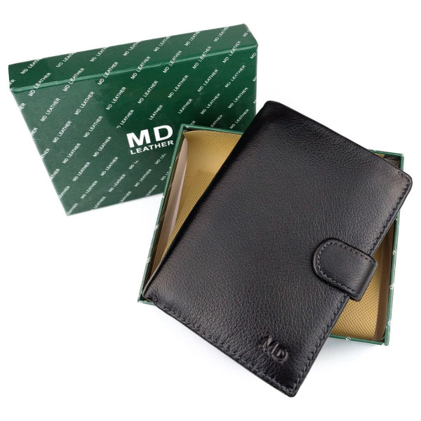 Портмоне для мужчин из кожи с секцией для документов  MD Leather MD-22-302 (JZ6720) черный