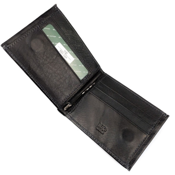 Оригінальне чоловіче портмоне зі шкіри MD Leather MD-555-12A (JZ6733) чорний