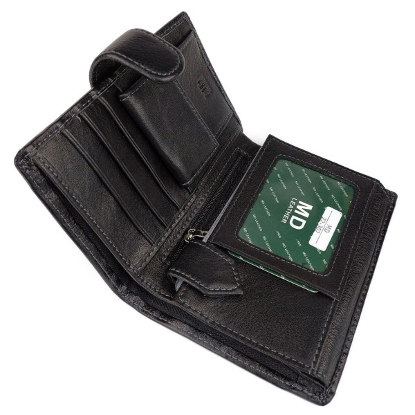 Портмоне для мужчин из кожи с секцией для документов  MD Leather MD-22-302 (JZ6720) черный