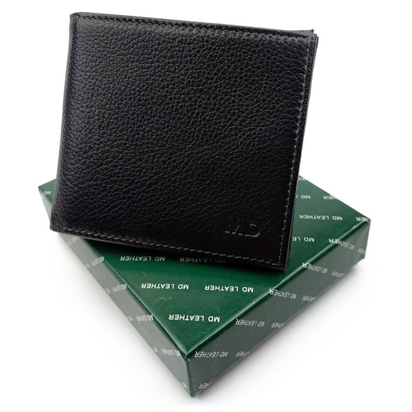 Практичный кошелек из кожи для мужчин MD Leather MD-131-A (JZ6737) черный