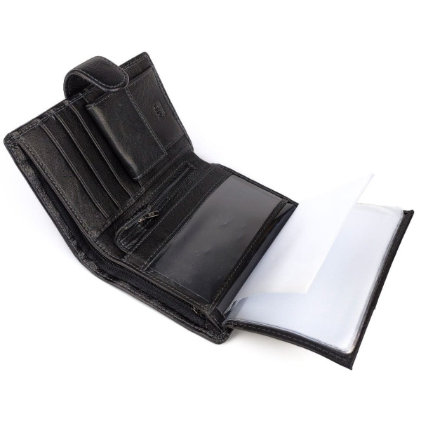 Портмоне для мужчин из кожи с секцией для документов  MD Leather MD-22-302 (JZ6720) черный
