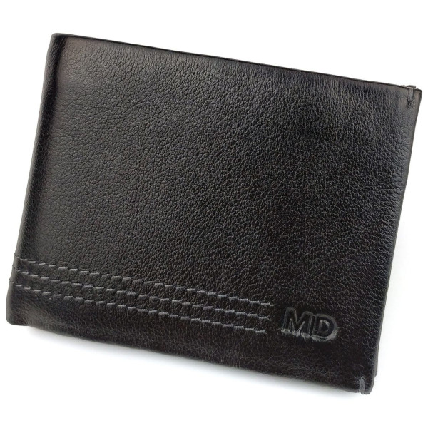 Оригінальне чоловіче портмоне зі шкіри MD Leather MD-555-12A (JZ6733) чорний