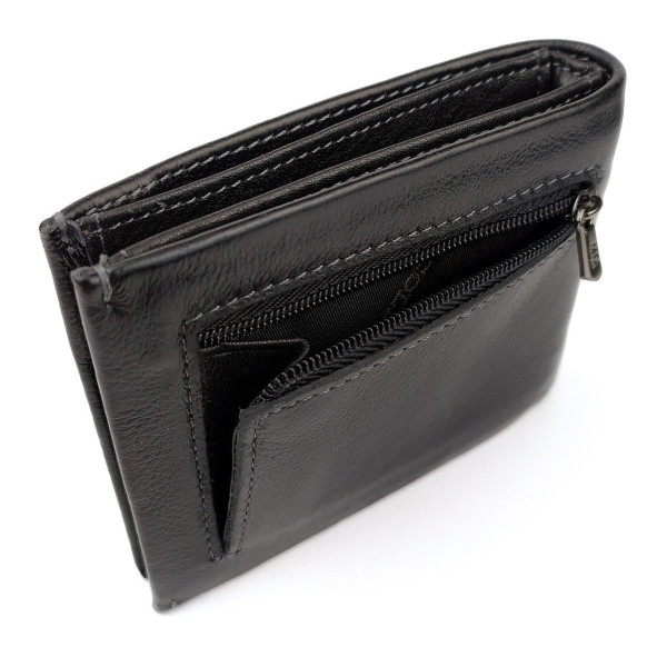 Оригінальне чоловіче портмоне зі шкіри MD Leather MD-555-12A (JZ6733) чорний