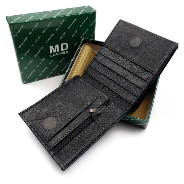 Практичный кошелек из кожи для мужчин MD Leather MD-131-A (JZ6737) черный