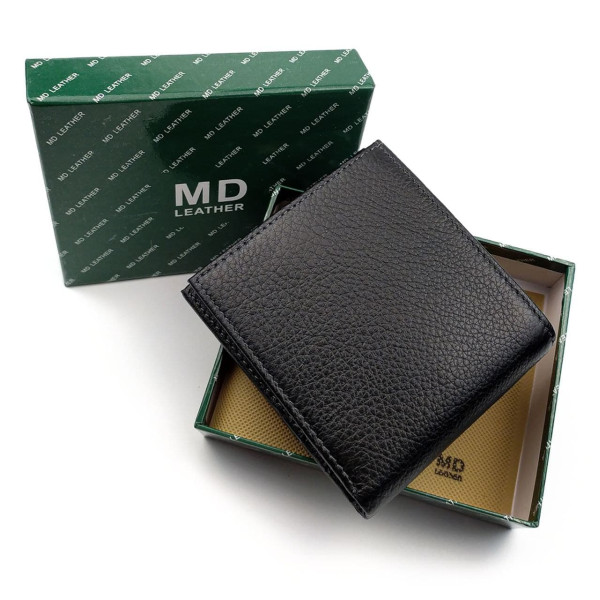 Практичный кошелек из кожи для мужчин MD Leather MD-131-A (JZ6737) черный