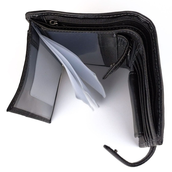 Портмоне для мужчин из кожи с секцией для документов  MD Leather MD-22-302 (JZ6720) черный