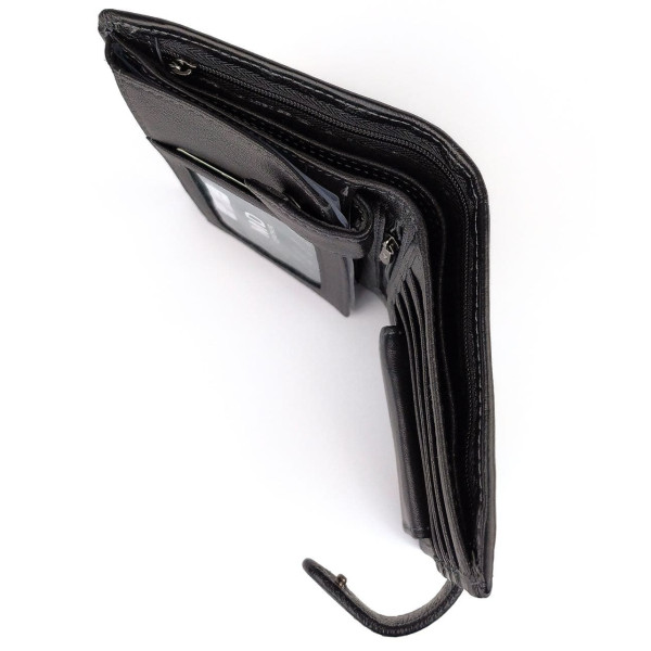 Портмоне для мужчин из кожи с секцией для документов  MD Leather MD-22-302 (JZ6720) черный