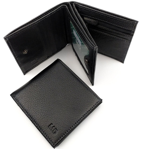 Практичный кошелек из кожи для мужчин MD Leather MD-131-A (JZ6737) черный