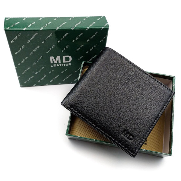 Практичный кошелек из кожи для мужчин MD Leather MD-131-A (JZ6737) черный