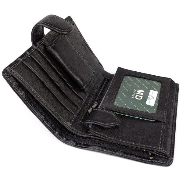 Портмоне для мужчин из кожи с секцией для документов  MD Leather MD-22-302 (JZ6720) черный