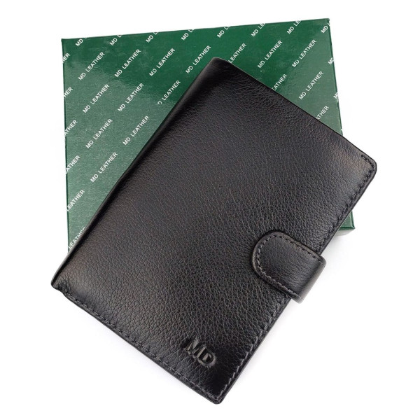 Портмоне для мужчин из кожи с секцией для документов  MD Leather MD-22-302 (JZ6720) черный