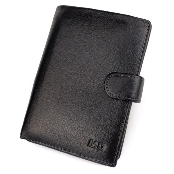 Портмоне для мужчин из кожи с секцией для документов  MD Leather MD-22-302 (JZ6720) черный