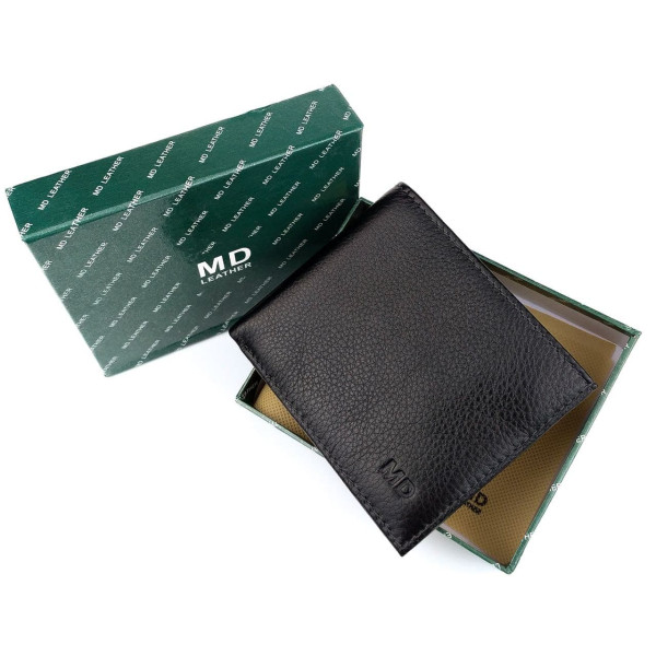 Модный мужской кошелек из кожи MD Leather MD-237-A (JZ6718) черный