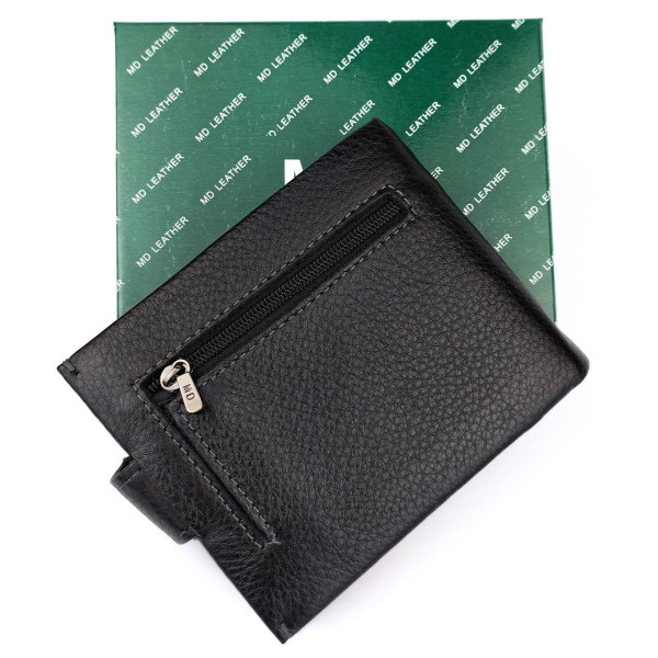 Мужское кожаное портмоне с зажимом для денег MD Leather MD-4M-611 (JZ6728) черный