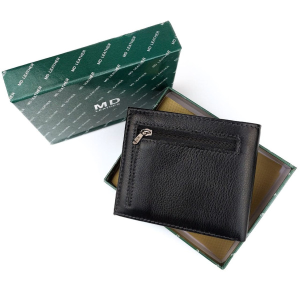 Модный мужской кошелек из кожи MD Leather MD-237-A (JZ6718) черный