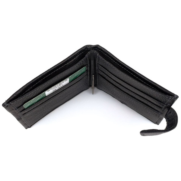 Мужское кожаное портмоне с зажимом для денег MD Leather MD-4M-611 (JZ6728) черный