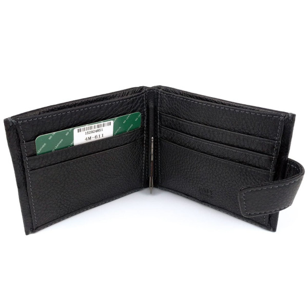 Мужское кожаное портмоне с зажимом для денег MD Leather MD-4M-611 (JZ6728) черный