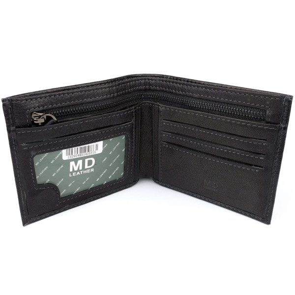 Модный мужской кошелек из кожи MD Leather MD-237-A (JZ6718) черный
