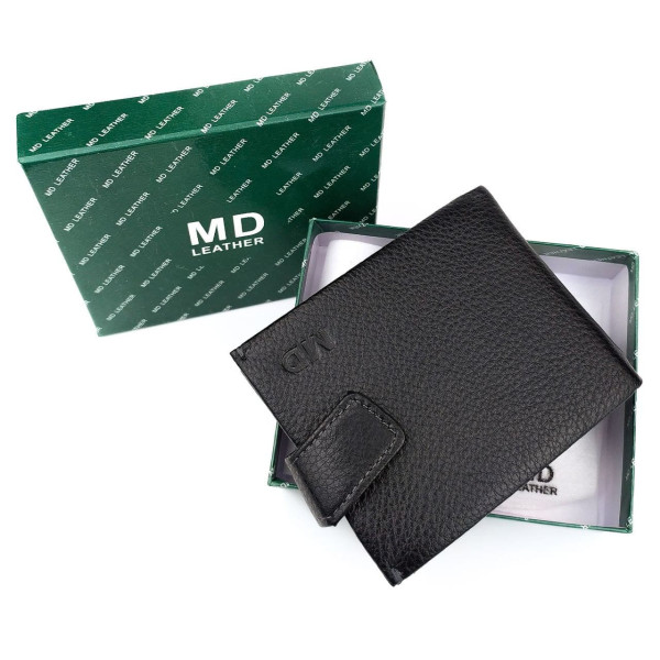 Мужское кожаное портмоне с зажимом для денег MD Leather MD-4M-611 (JZ6728) черный