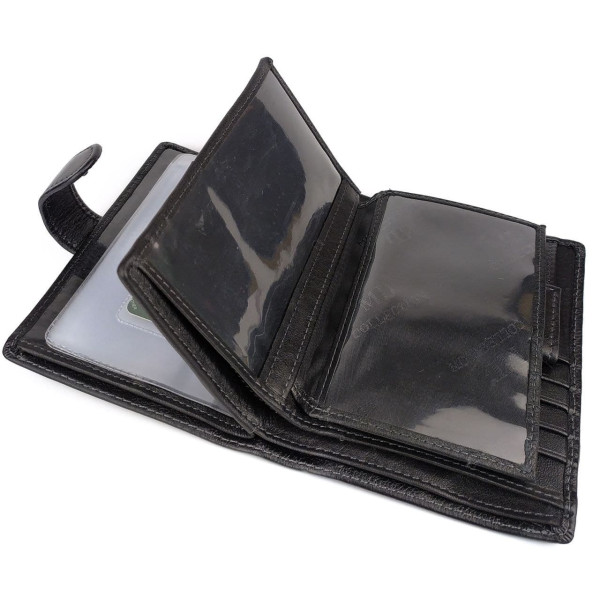 Кошелек из кожи с секцией для документов MD Leather MD-22-302B (JZ6719) черный