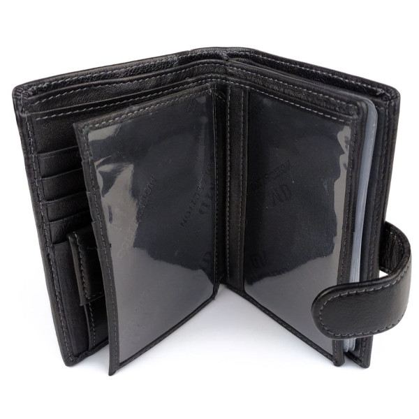 Кошелек из кожи с секцией для документов MD Leather MD-22-302B (JZ6719) черный
