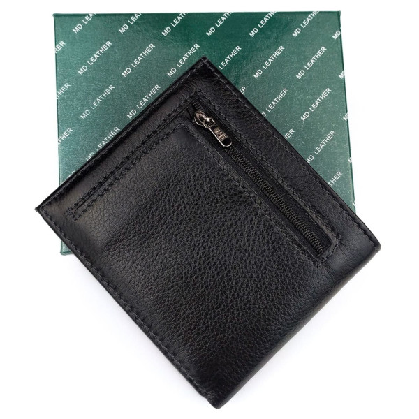 Модный мужской кошелек из кожи MD Leather MD-237-A (JZ6718) черный