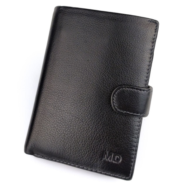 Кошелек из кожи с секцией для документов MD Leather MD-22-302B (JZ6719) черный