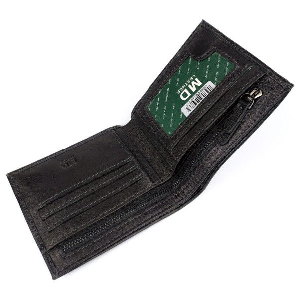 Модный мужской кошелек из кожи MD Leather MD-237-A (JZ6718) черный