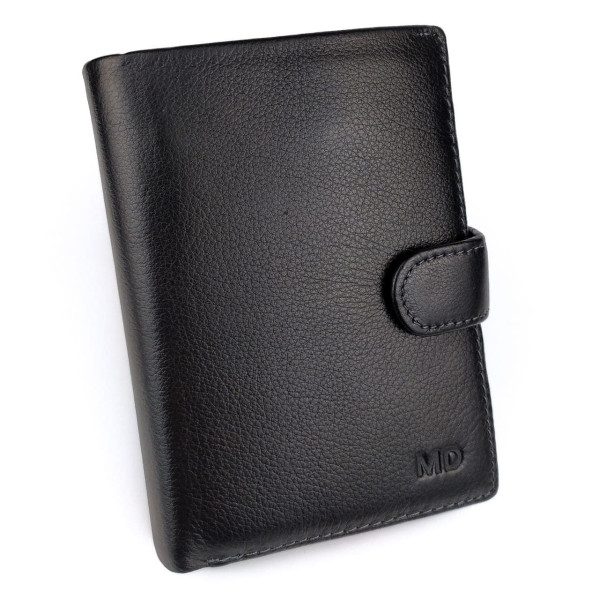 Кошелек из кожи с секцией для документов MD Leather MD-22-302B (JZ6719) черный
