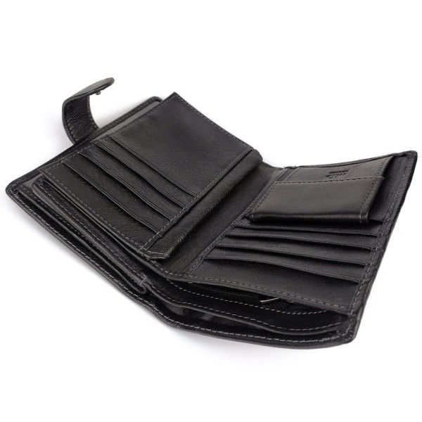 Кошелек из кожи с секцией для документов MD Leather MD-22-302B (JZ6719) черный
