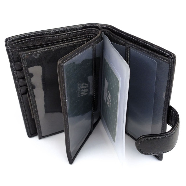 Кошелек из кожи с секцией для документов MD Leather MD-22-302B (JZ6719) черный