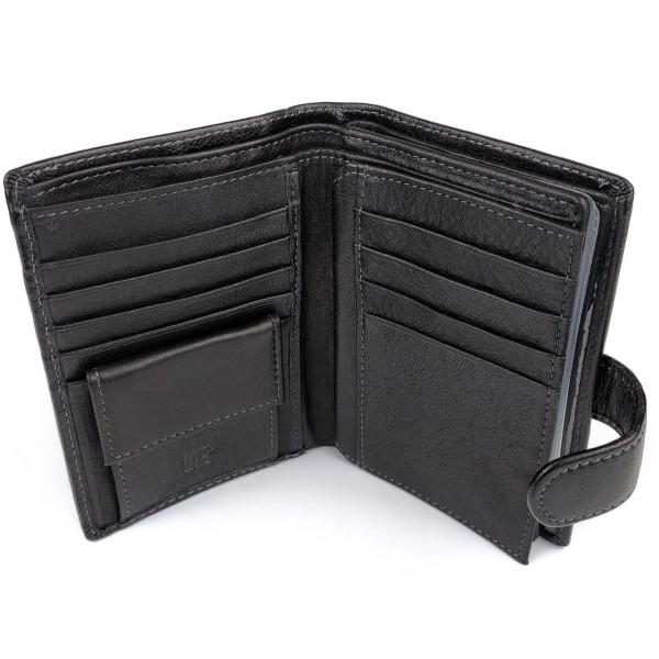 Кошелек из кожи с секцией для документов MD Leather MD-22-302B (JZ6719) черный