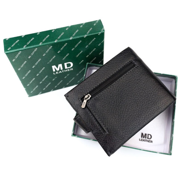 Мужское кожаное портмоне с зажимом для денег MD Leather MD-4M-611 (JZ6728) черный