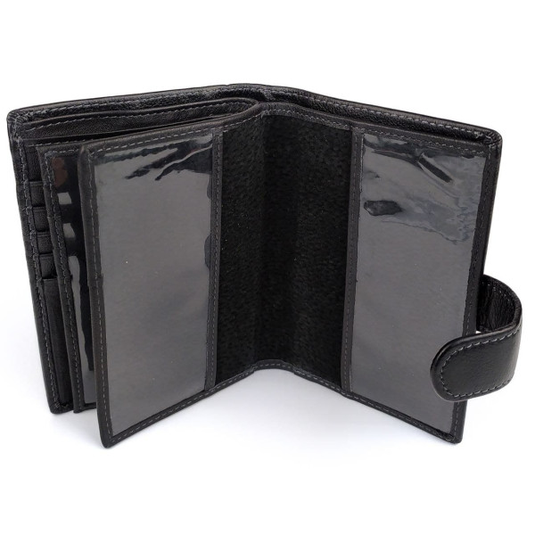 Кошелек из кожи с секцией для документов MD Leather MD-22-302B (JZ6719) черный