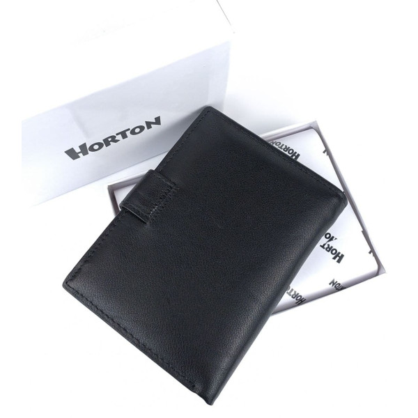 Гаманець для чоловіків зі шкіри із блоком для документів Horton H-162-1 (JZ6746) чорний