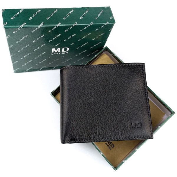 Модный мужской кошелек из кожи MD Leather MD-237-A (JZ6718) черный