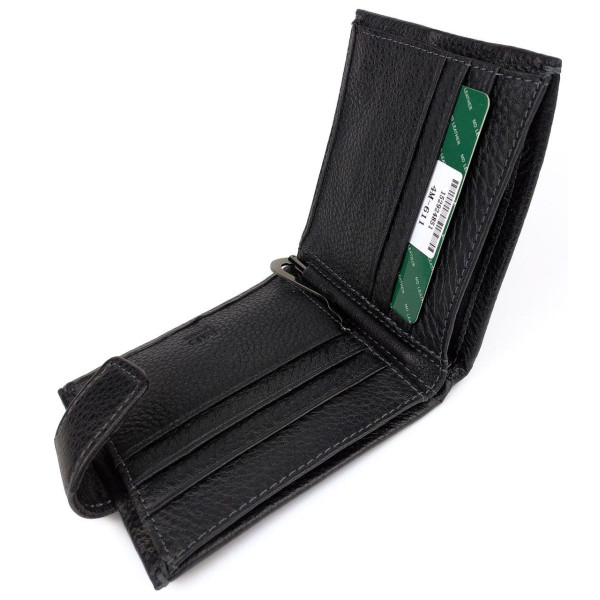 Мужское кожаное портмоне с зажимом для денег MD Leather MD-4M-611 (JZ6728) черный