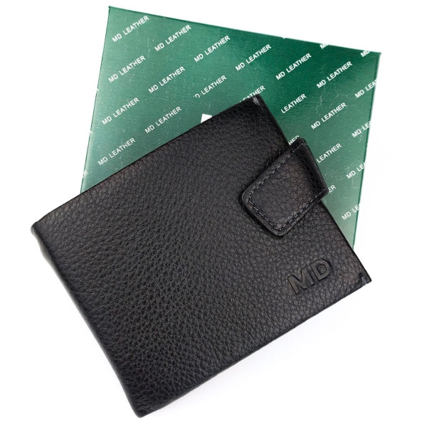 Мужское кожаное портмоне с зажимом для денег MD Leather MD-4M-611 (JZ6728) черный
