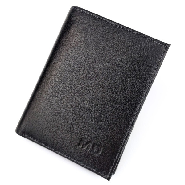 Мужское портмоне из кожи с отделением для документов MD Leather MD-22-633 (JZ6729) черный