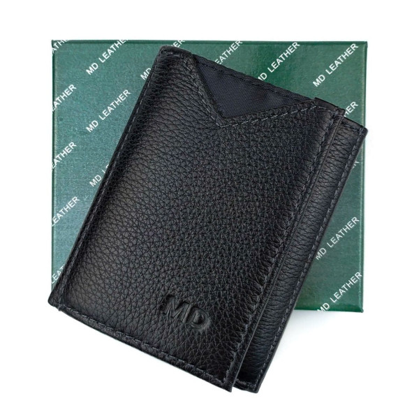Модный кошелек для мужчин из кожи MD Leather MD-610-A (JZ6717) черный